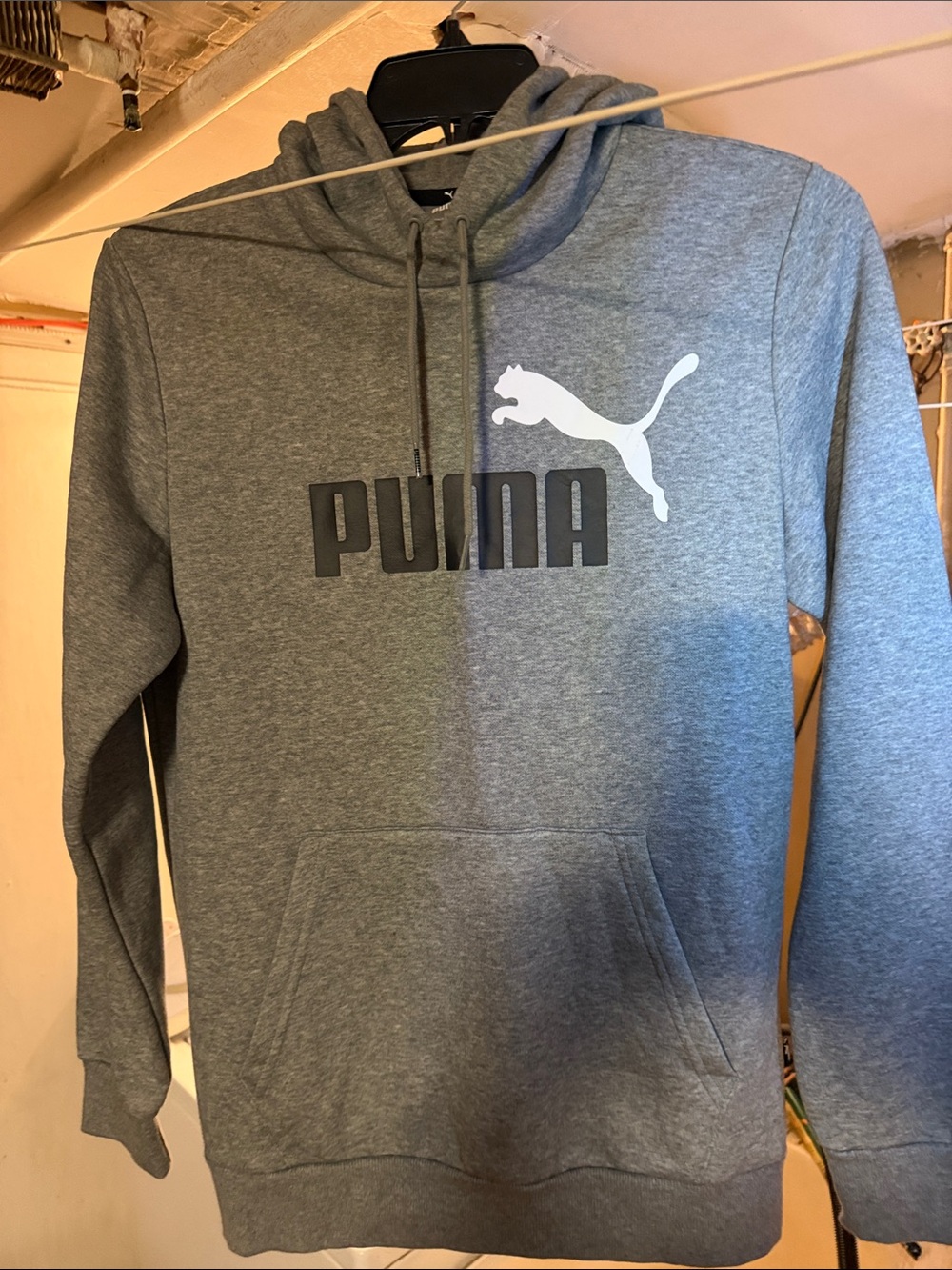 Puma Men's Gray Crewneck Hoodie with White Puma Logo